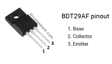 Pinout of the BDT29AF transistor