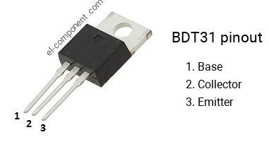 Pinout of the BDT31 transistor