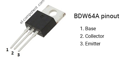 Pinout of the BDW64A transistor