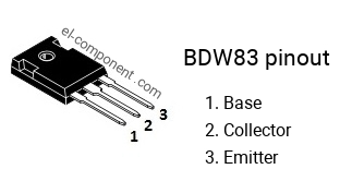 Pinout of the BDW83 transistor