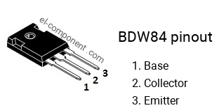 Pinout of the BDW84 transistor