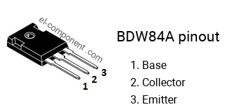 Pinout of the BDW84A transistor