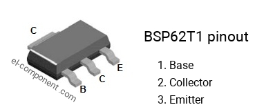 Pinout of the BSP62T1 smd sot-223 transistor