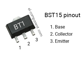 Diagrama de pines del BST15 smd sot-89 , smd marking code BT1