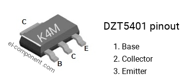Brochage du DZT5401 smd sot-223 , smd marking code K4M