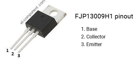 Diagrama de pines del FJP13009H1 , smd marking code J13009-1