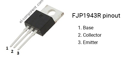 Pinout of the FJP1943R transistor, smd marking code J1943R