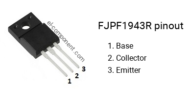 Pinout of the FJPF1943R transistor, smd marking code J1943R