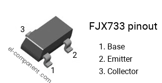Pinout of the FJX733 smd sot-323 transistor