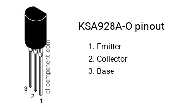 Pinout of the KSA928A-O transistor, smd marking code A928A-O