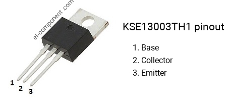 Pinout of the KSE13003TH1 transistor, smd marking code E13003-1