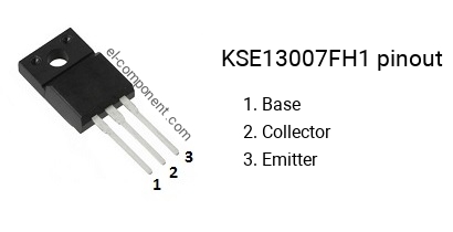 Pinout of the KSE13007FH1 transistor, smd marking code E13007F-1