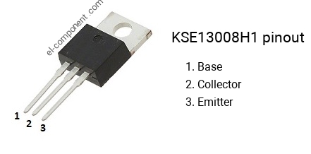 Pinout of the KSE13008H1 transistor, smd marking code E13008-1