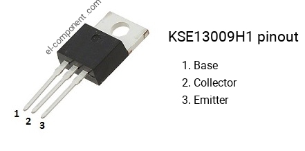Pinout of the KSE13009H1 transistor, smd marking code E13009-1