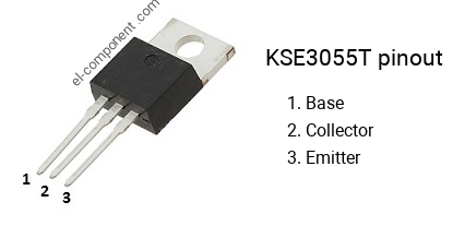 Diagrama de pines del KSE3055T , smd marking code E3055T