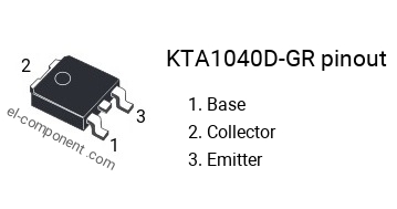 Pinout of the KTA1040D-GR transistor