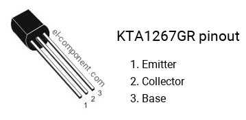 Pinout of the KTA1267GR transistor
