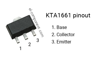 Pinout of the KTA1661 smd sot-89 transistor