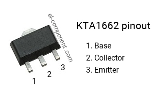 Pinout of the KTA1662 smd sot-89 transistor