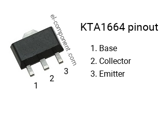 Pinout of the KTA1664 smd sot-89 transistor
