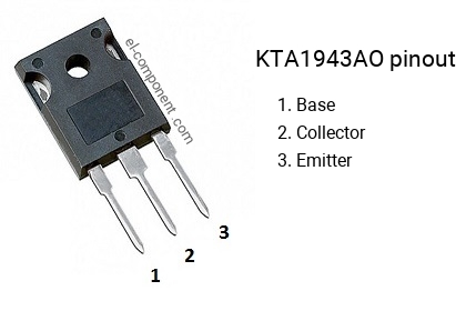 Pinout of the KTA1943AO transistor