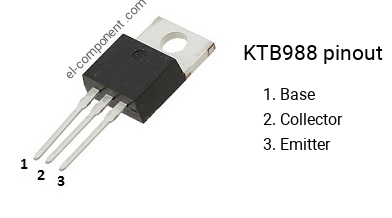 Pinout of the KTB988 transistor