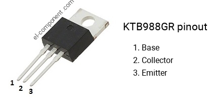 Pinout of the KTB988GR transistor