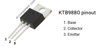 Pinout of the KTB988O transistor