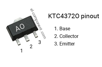 Diagrama de pines del KTC4372O smd sot-89 , smd marking code AO