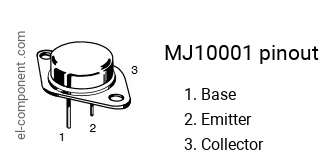 Pinout of the MJ10001 transistor