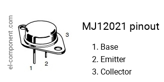 Pinout of the MJ12021 transistor