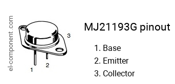 Pinout of the MJ21193G transistor