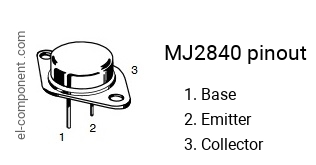 Pinout of the MJ2840 transistor