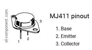 Pinout of the MJ411 transistor