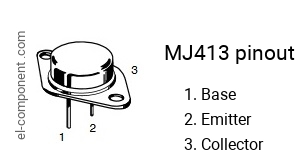 Pinout of the MJ413 transistor