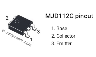 Diagrama de pines del MJD112G , smd marking code J112G