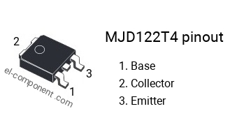 Diagrama de pines del MJD122T4 , smd marking code J122