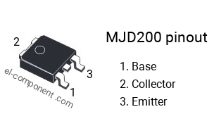 Pinout of the MJD200 transistor