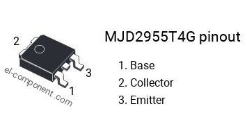 Diagrama de pines del MJD2955T4G , smd marking code J2955G