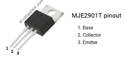 Pinout of the MJE2901T transistor