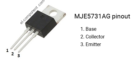 Pinout of the MJE5731AG transistor