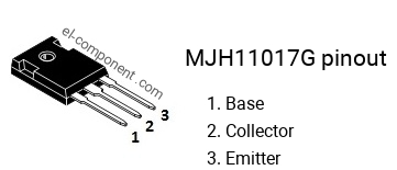 Pinout of the MJH11017G transistor