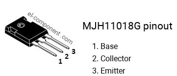 Diagrama de pines del MJH11018G 