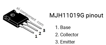 Pinout of the MJH11019G transistor