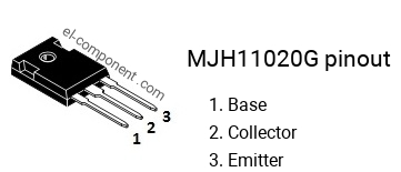 Diagrama de pines del MJH11020G 