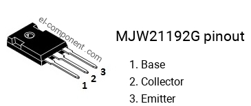 Pinout of the MJW21192G transistor