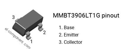 Pinout of the MMBT3906LT1G smd sot-23 transistor