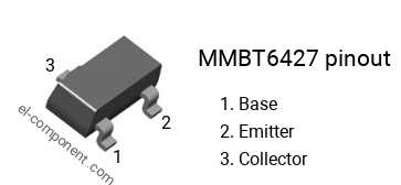 Diagrama de pines del MMBT6427 smd sot-23 