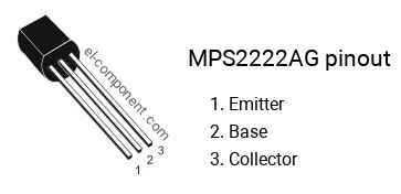 Diagrama de pines del MPS2222AG , marking MPS 2222AG