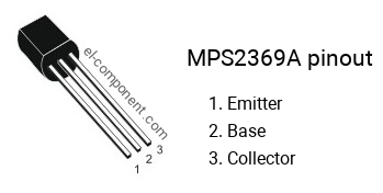 Pinout of the MPS2369A transistor, marking MPS 2369A